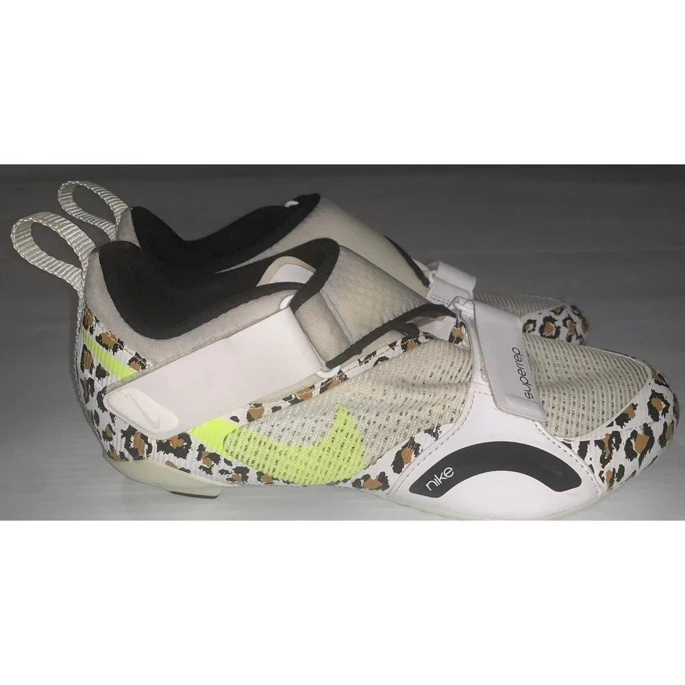 Nike Air SuperRep Cycle Shoes Women 9 White Leopard Print Neon Yellow CJ0775-177